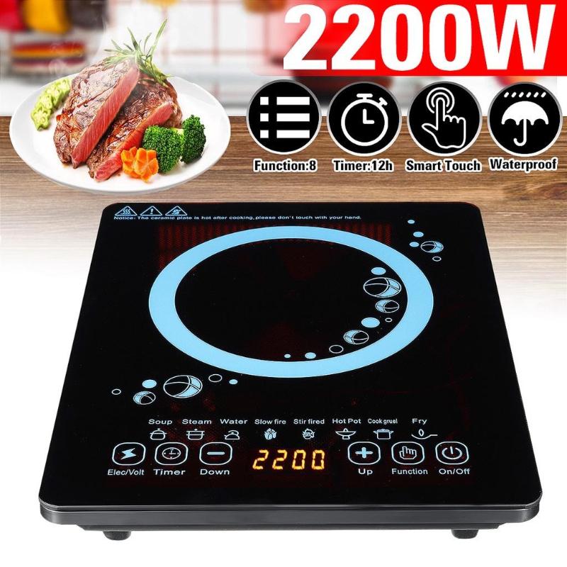2200W Waterproof Timer Crystal Heating Panel Hotpot Cooktop Stove Touch Screen Electric Induction Cooker