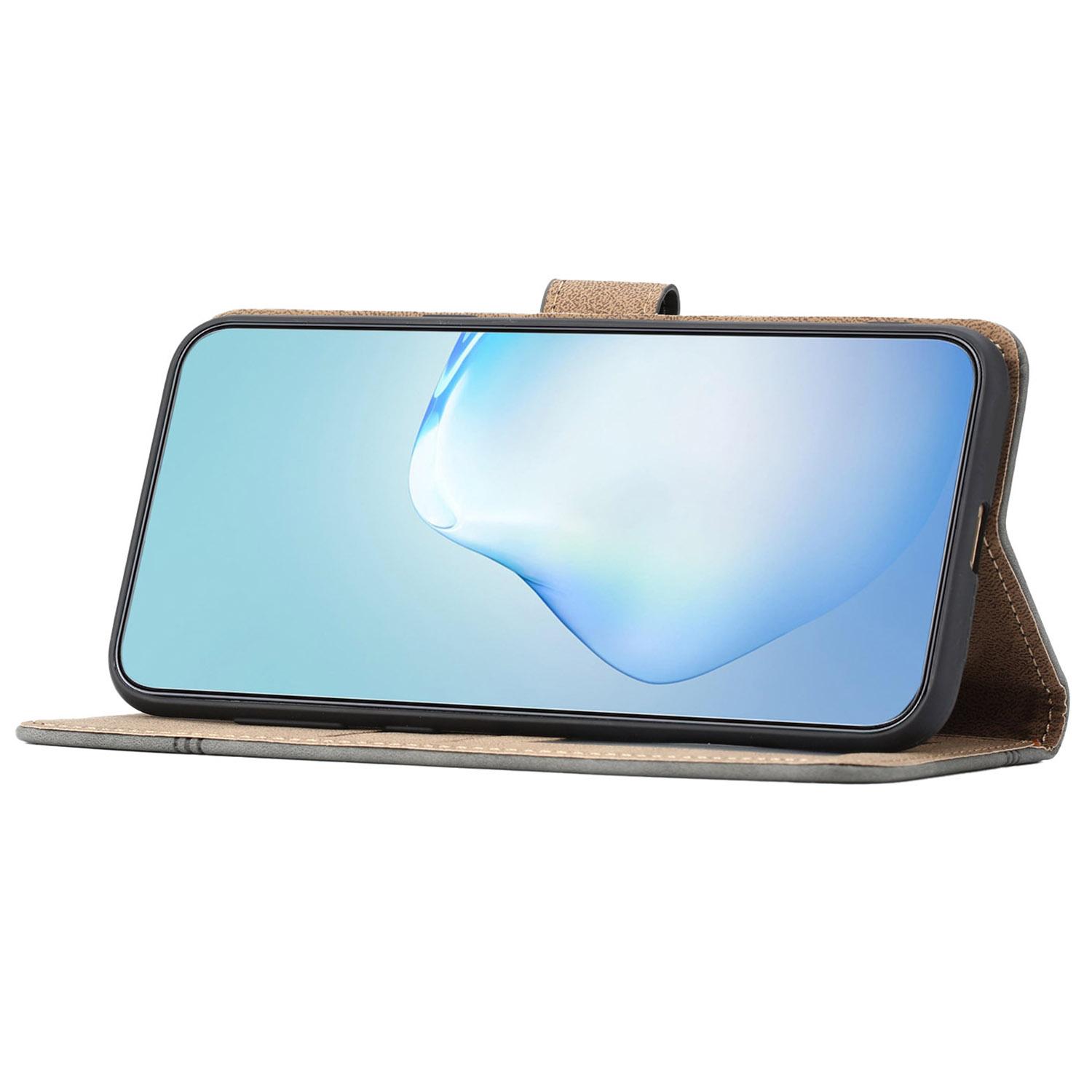 

For Xiaomi Redmi 13C 4G/13C 5G/13R 5G/Poco C65 4G/Poco M6 5G Case Line Imprinted Phone Wallet Cover Coffee