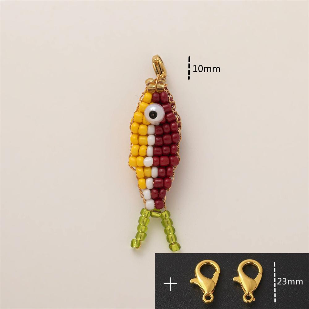 Cute Handmade Bead Fish Backpack Bag Zipper Pendant Hanging Decoration Girls Student Keychain Hangings DIY Accessories Ornaments