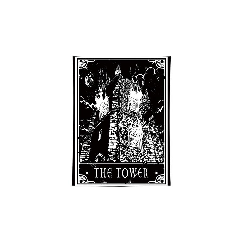 Black White Tarot Card Tapestry Wall Hanging Home Decor for Room Dorm Aesthetic Print Wall Art