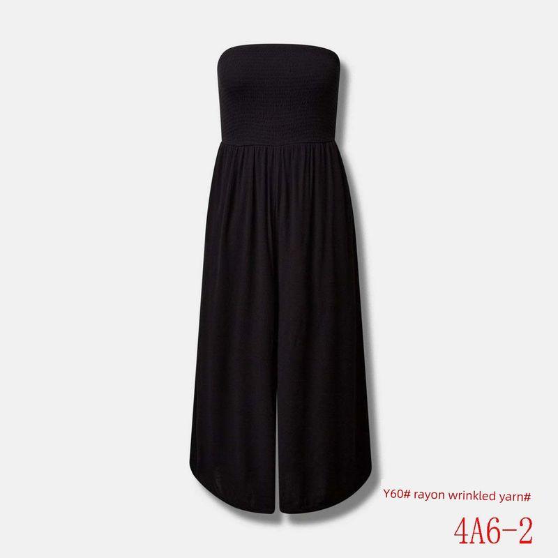 

100.00kg Plus Size Women s Vacation Tube Top Jumpsuit Summer Thin Plus Size Ladies Slim Looking Loose Dress Wide-Leg Pants Black-defective 4