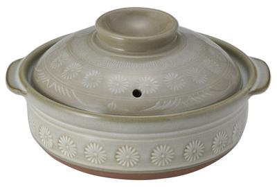 Banko Ware Ginpo Clay Pot Hana Mishima Suitable for Direct Excellent Heat Made In 21551 [Authentic] (Deep Pot) 5.5-inch, 1-person Size, Pattern,
