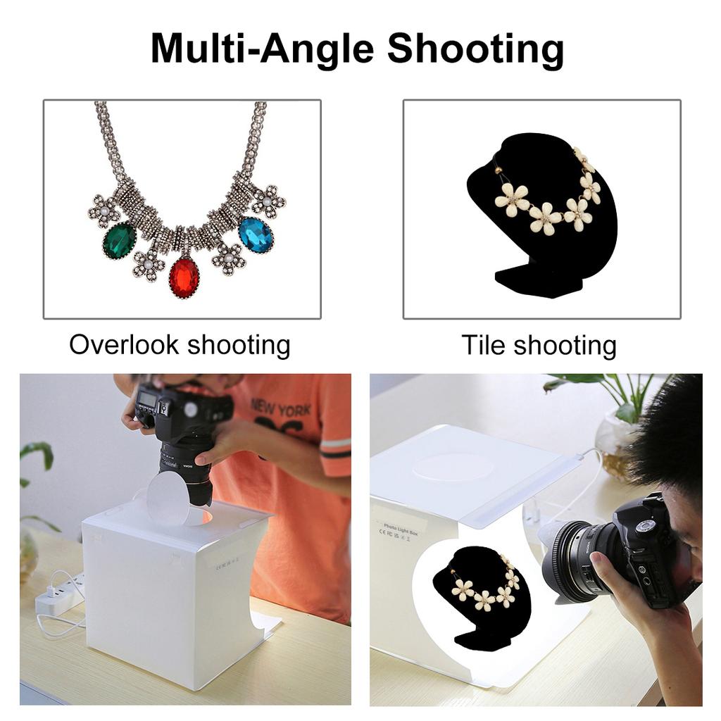 20cm Mini LED Panels Folding Portable Light Photo Lighting Desktop Studio Shooting Tent Box Kit with 2 / 6 Colors Backdrops