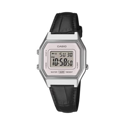 Digital Watch Vintage Series Octagon Face Silver Black Leather Band LA680WEL-1 Women's