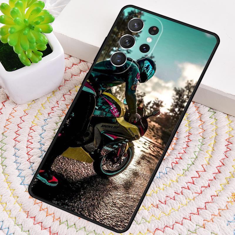 Moto Motorcycle Silicone Phone Case For Samsung Galaxy Note 10 Pro S26 S25 S24 S23 S22 S21 Plus S25Ultra Capa Cover
