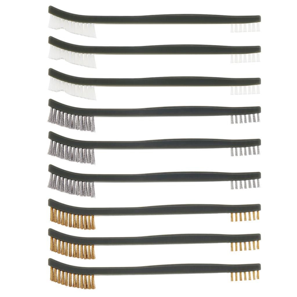 3pcs/9pcs 7 Inch Rust Paint Metal Cleaner Cleaning Welding Slag and Rust Mini Wire Brush Sets, Steel Nylon Brass Brush