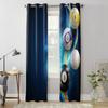 Modern Window Curtains for Living Room Color Billiards Round Sports Curtains for Child Bedroom Kitchen Decor Blinds Drapes