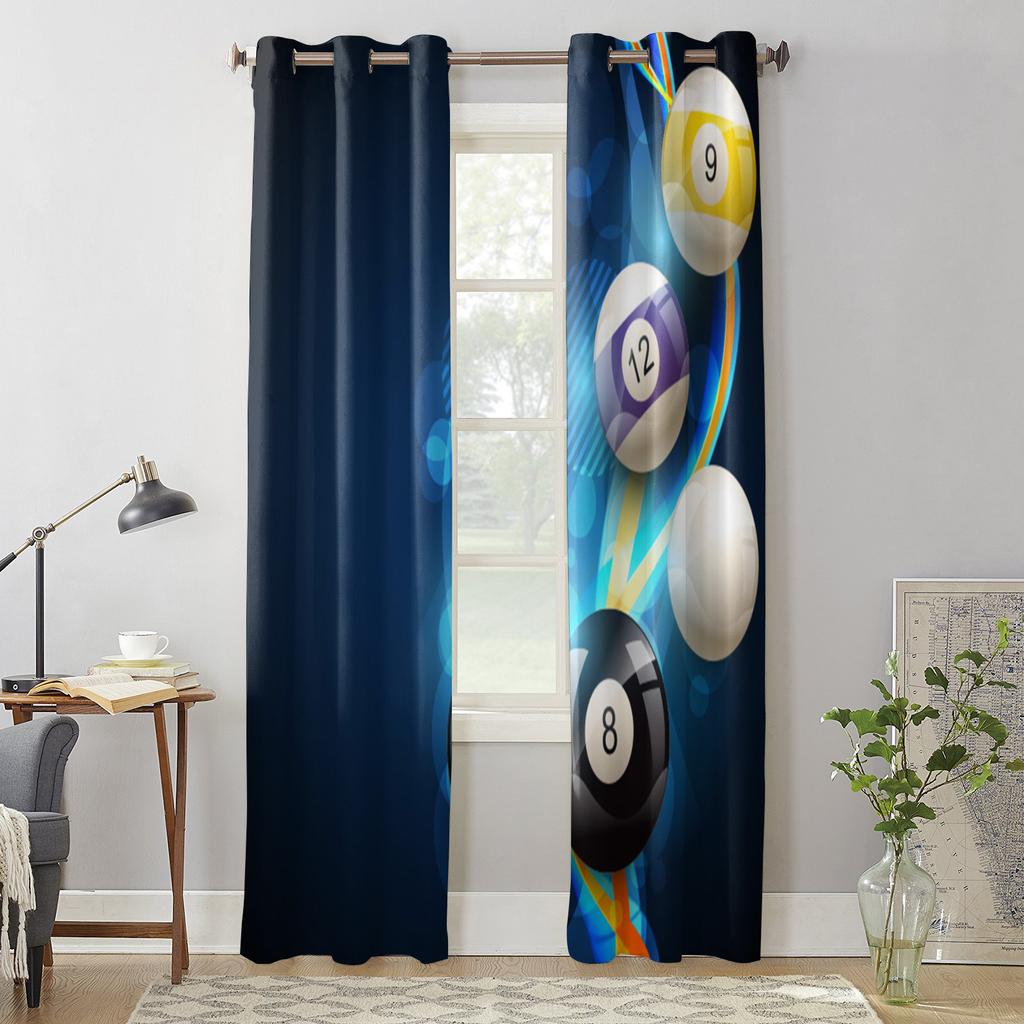 Modern Window Curtains for Living Room Color Billiards Round Sports Curtains for Child Bedroom Kitchen Decor Blinds Drapes