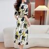 Design sense printed silk dress summer new temperament smudged mulberry silk medium and long skirt
