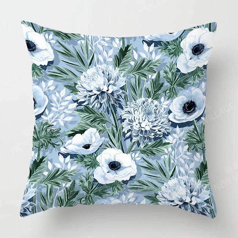 Nordic Fall Home Decor Autumn Throw Pillow Case Sofa Cushion Cover Modern  Plant Green Leaf