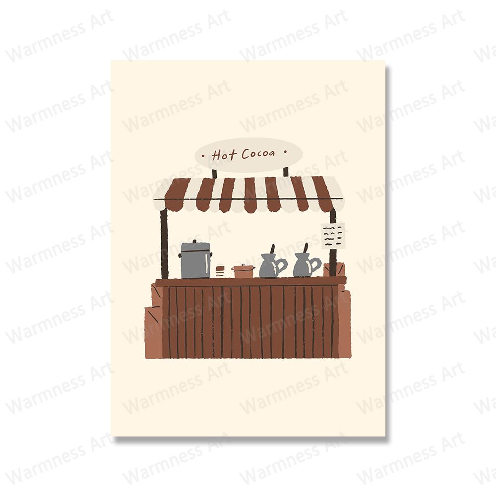 Abstract Flower Botanical Coffee Ice Cream Stand Canvas Painting Posters Nordic Wall Art Prints Living Room Home Decor Pictures