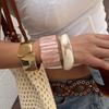 European and American Style Pink Resin Open Bracelet, Irregular Geometric Gradient Resin Bracelet, Cross-Border Exaggerated Jewelry for Women