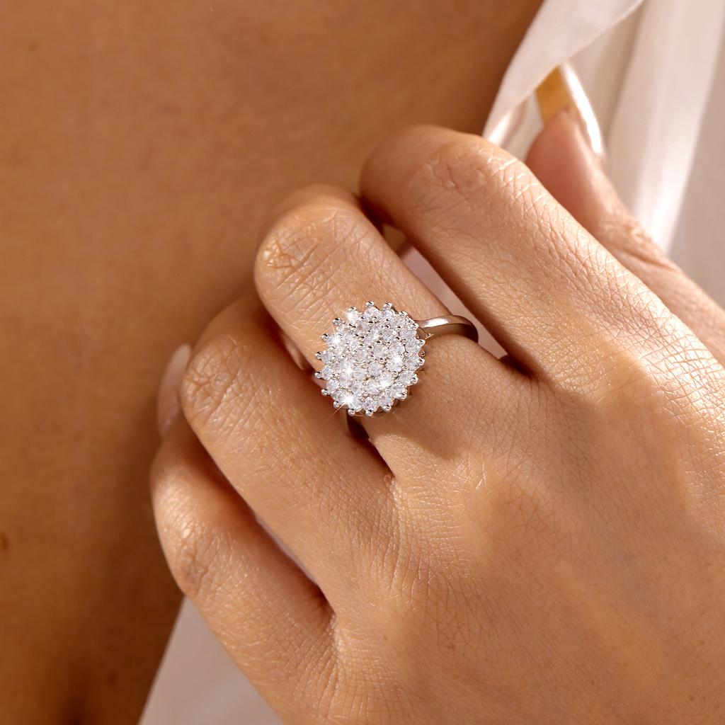 Luxury Elegant Big Flower Zircon Ring for Women Sparkling Cubic Zirconia Sunflower Finger Rings Wedding Promise Bridal Jewelry