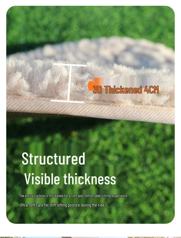 Women's Cute Cartoon Plush Winter 3-Piece Car Seat Cushion Set for Five-Seat Vehicles