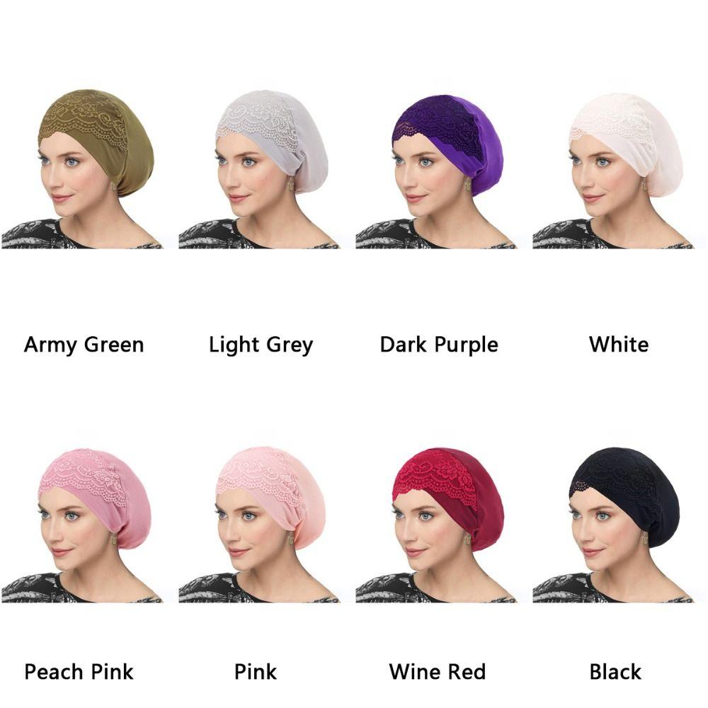 Breathable Inner Hijab Undercap Soft Turbante Fashion Lace Hijab Cap  Women Headwear