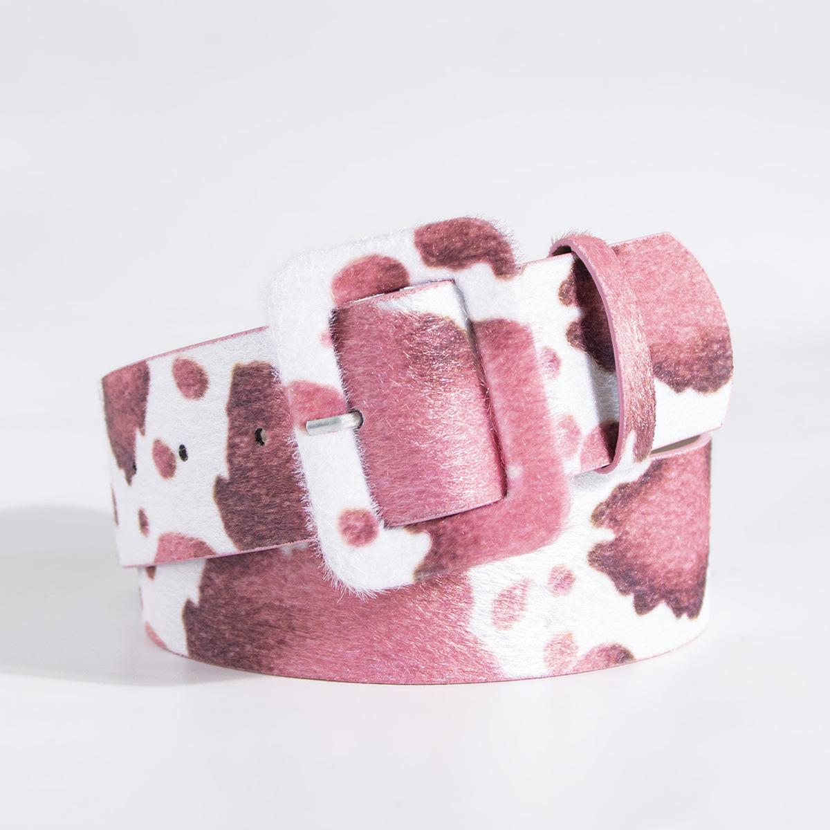 

Женский пояс из искусственного меха с принтом коровы Y2K с широкой коричневой пряжкой 102 cm розовый