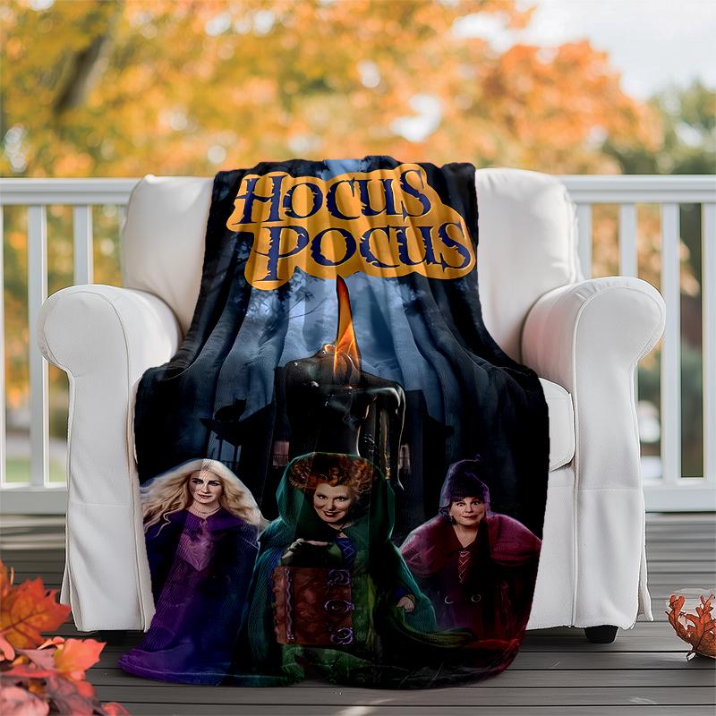 Hocus Pocus Flannel Blanket Soft Warm All-Season Throw, Design for Camping, Car Travel, Hiking Sofa, Bed, Office Perfect Gift for Parties