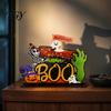 Indoor Autumn Seasonal Decor Halloween Tabletop Signs, Pumpkin Ghost Gnome Wood Centerpiece Blocks, Spooky Decorative Crafts for Fall Party