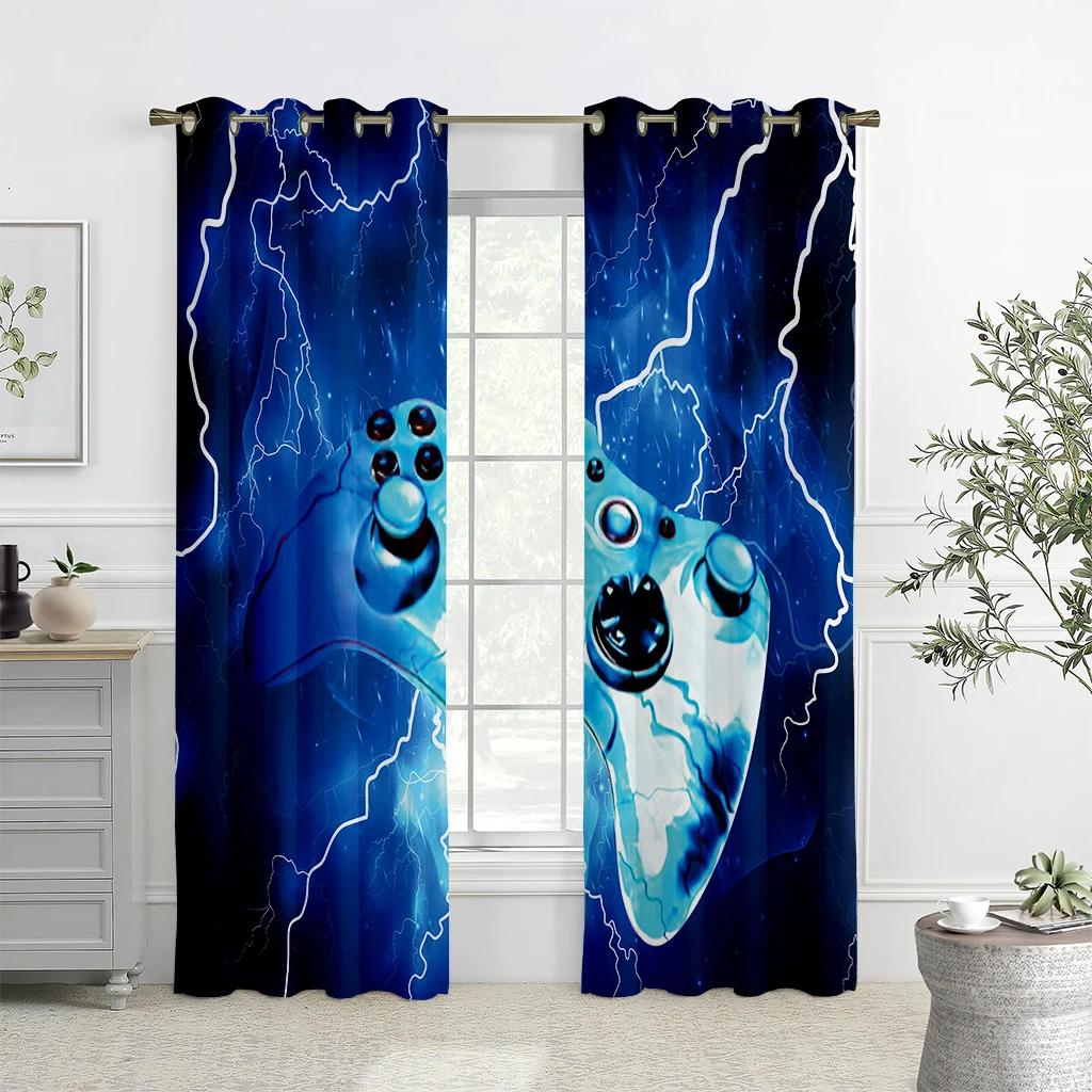 

Мультяшный черный белый геймер электронный контроллер шторы 2 панели детская спальня мальчиков кабинет окно декоративные шторы W60xH100(CM)x2pcs&Rod Pocket