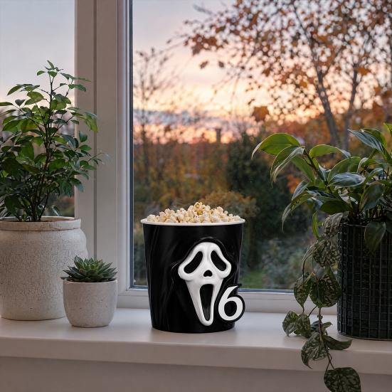 Decorative Halloween Figurine 3D Printed Screaming Skull Popcorn Bucket, Box Table Small Decoration Piece Ornament, Creative Container for Living Room