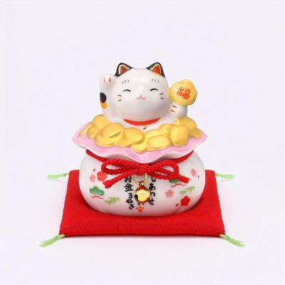 Yakushi Kiln Beckoning Cat Enmanho (with Good Luck Sticker)