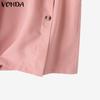 VONDA Women's Summer Round Neck Sleeveless Button Solid Color Casual Tank