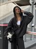 European and American street style casual suit solid color long-sleeved zipper hoodie jacket lace-up wide-leg pants two-piece set