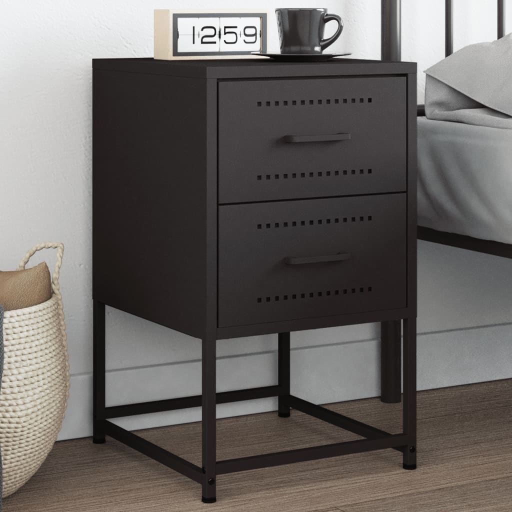 Nightstand Black 36 X 39 X 60.5 Cm Steel