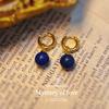 Lapis Lazuli Huggie Hoop Earrings Hoop Earrings Royal Blue Gemstone Earrings  Filled Hoop Earrings for Women
