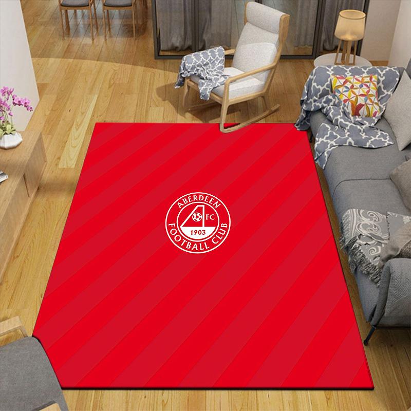 Aberdeen Football Club Flannel Pattern Square Carpet,Area Rug,Carpet Rug for Living Room Bedroom Sofa Playroom Decor,Non-slip Floor Mat