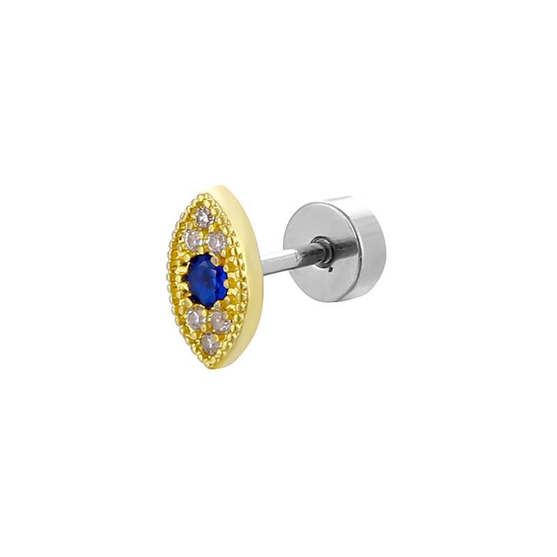 Light Luxury Zircon Heart Eyes Screw Earrings Stainless Steel Small Barbell Style Stud Ear Jewelry Party Gifts For Women Girls