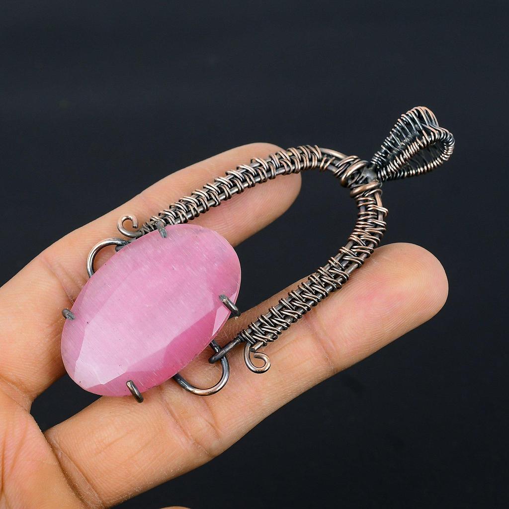 Monalisa Pendant, 999 Copper Wire Wrapped Pendant Handmade Gemstone Jewelry, Gifts For Wife Brand New Pendant
