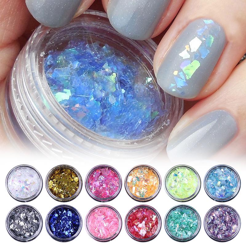 

Maijiabao 12Colors/Set Iced Mylar Flakes DIY Nail Art Советы Украшения Блеск Декали
