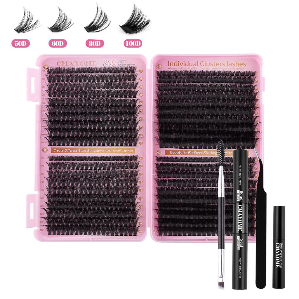 Zestaw 800 Kępek Gęstych Sztucznych Rzęs D-Song 8-18mm DIY Segmentowe Naturalnie Podkręcone Rzęsy