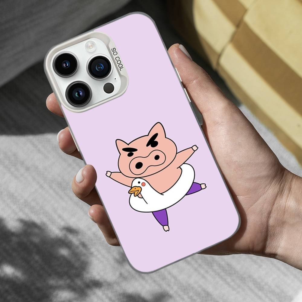 Ctue B-BURIBURIZAEMON Pig Phone Case For iPhone 16,15,14,13,12,11,Mini,XS,Pro,SE,MAX White Matte Shockproof Cover