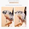 Fan for Men with a Domineering Style, Traditional Chinese Style Folding Fan with Jade-Like Black Bamboo Wood, Portable for Summer, Suitable for Dance