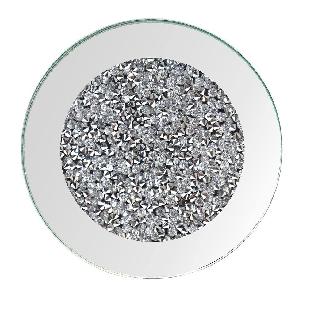 GIMORRTO Glass Mirror Coasters, 4 Pieces, Crushed Diamond Round 4 Inch, Cup Mats, Tabletop Decor, Bar Tools, Dining Table
