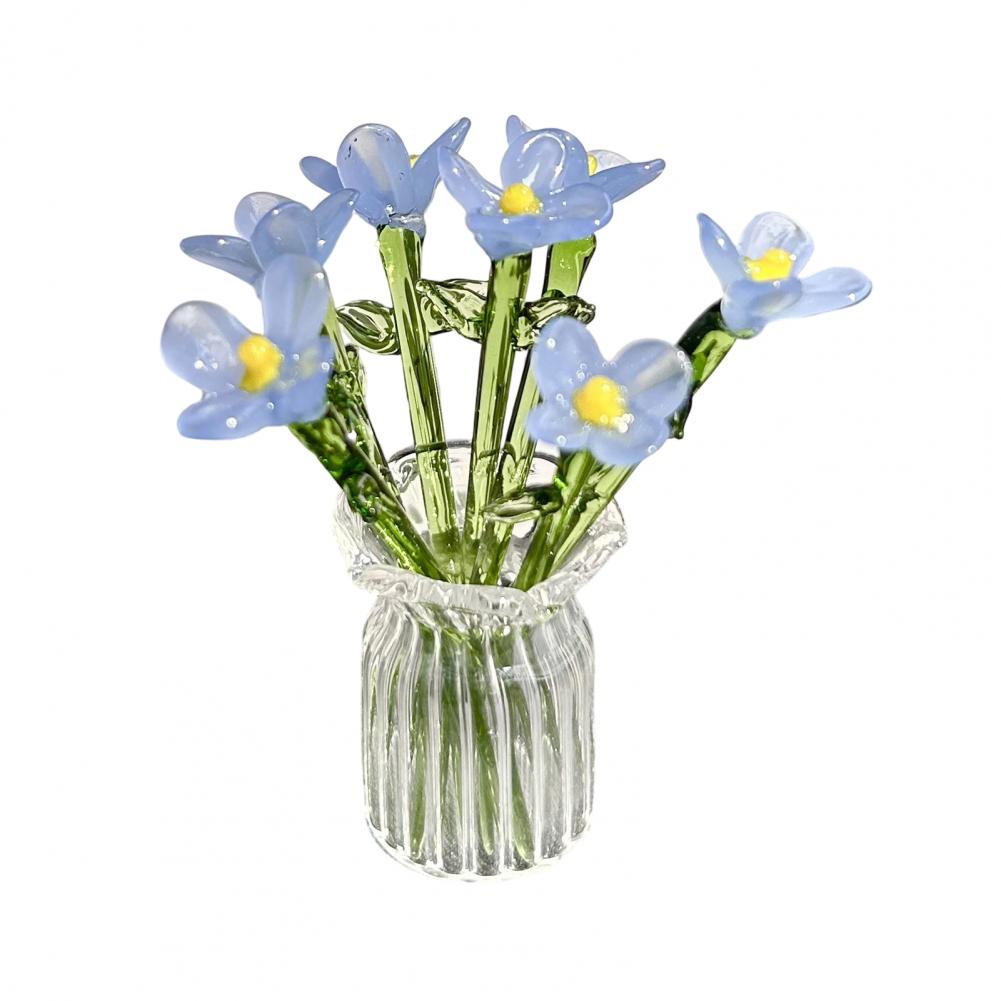 Glass Flower Decor Handmade Glass Flowers Hand-blown Glass Flower Bouquet with Vase Mini Floral Decoration for Home Room