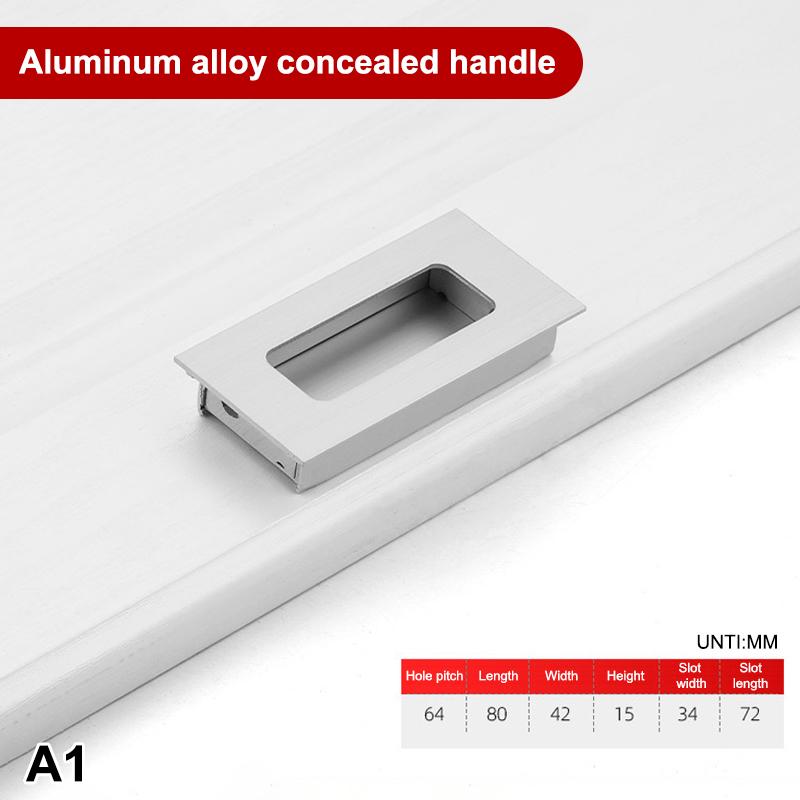 Alloy Embed Door Knobs Kitchen Cabinet Cupboard Door Drawer Hidden Dresser Pull Handles Furniture Hardwre Accessory