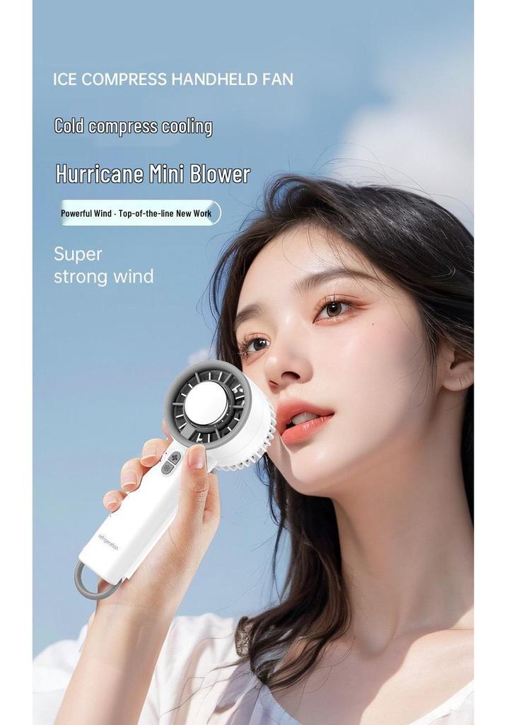 Top-Selling Portable Rechargeable Ice Pack Handheld Fan with Display Screen for Outdoor Summer Travel Cooling