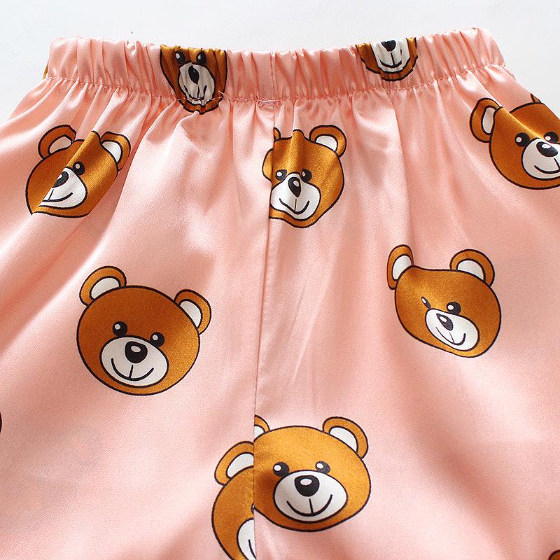BB58 Mufurui Summer Kids' Silk Bear Cartoon Pajama Short Sleeve Two-Piece Set