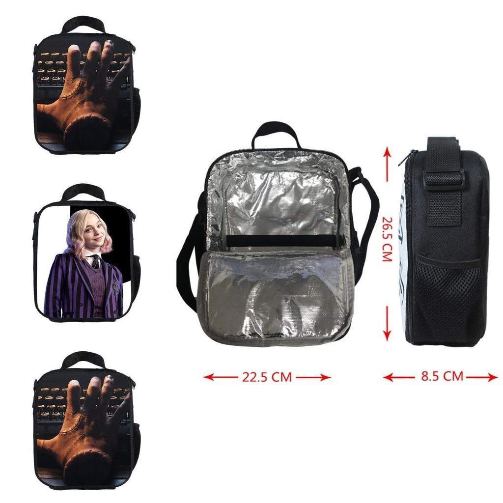 Bolsa de almuerzo aislada del miércoles La Familia Addams Para Niños Estudiantes