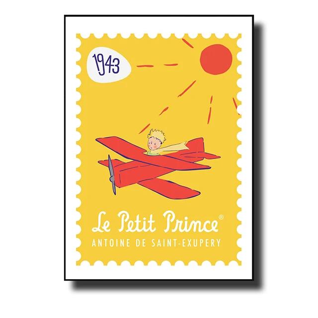 The Little Prince Fox Fairy Tale Posters and Prints Cartoon Stamp Wall Art Canvas Painting Picture for Kids Room Home Decor