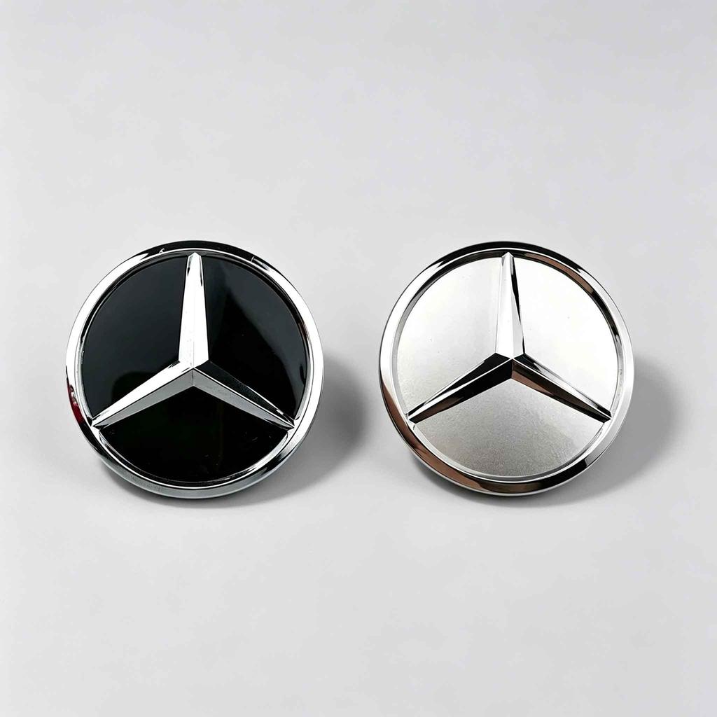 60mm Round Wheel Hub Center Caps With Three Pointed Star Badge 2 Colors Optional Fit Mercedes-Benz C-Class E-Class S-Class GLC A