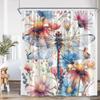 Dragonfly Floral Shower Curtain Insect Flower Wistera Plant Bathroom Decor Modern Polyester Bath Curtain With Hook With Hook