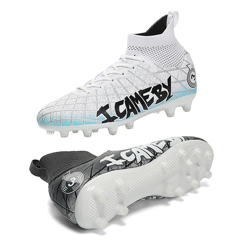 

Футбольные бутсы 31-48, мужские футбольные бутсы с высоким берцем, кожаные футбольные бутсы для мальчиков большого размера с длинными ногтями 37