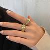 Gold White Versatile Plated Ring With Contemporary Geometric Shape For Elegant Women