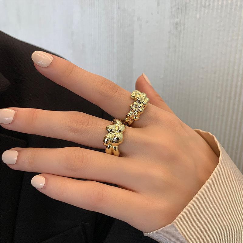 Gold White Versatile Plated Ring With Contemporary Geometric Shape For Elegant Women