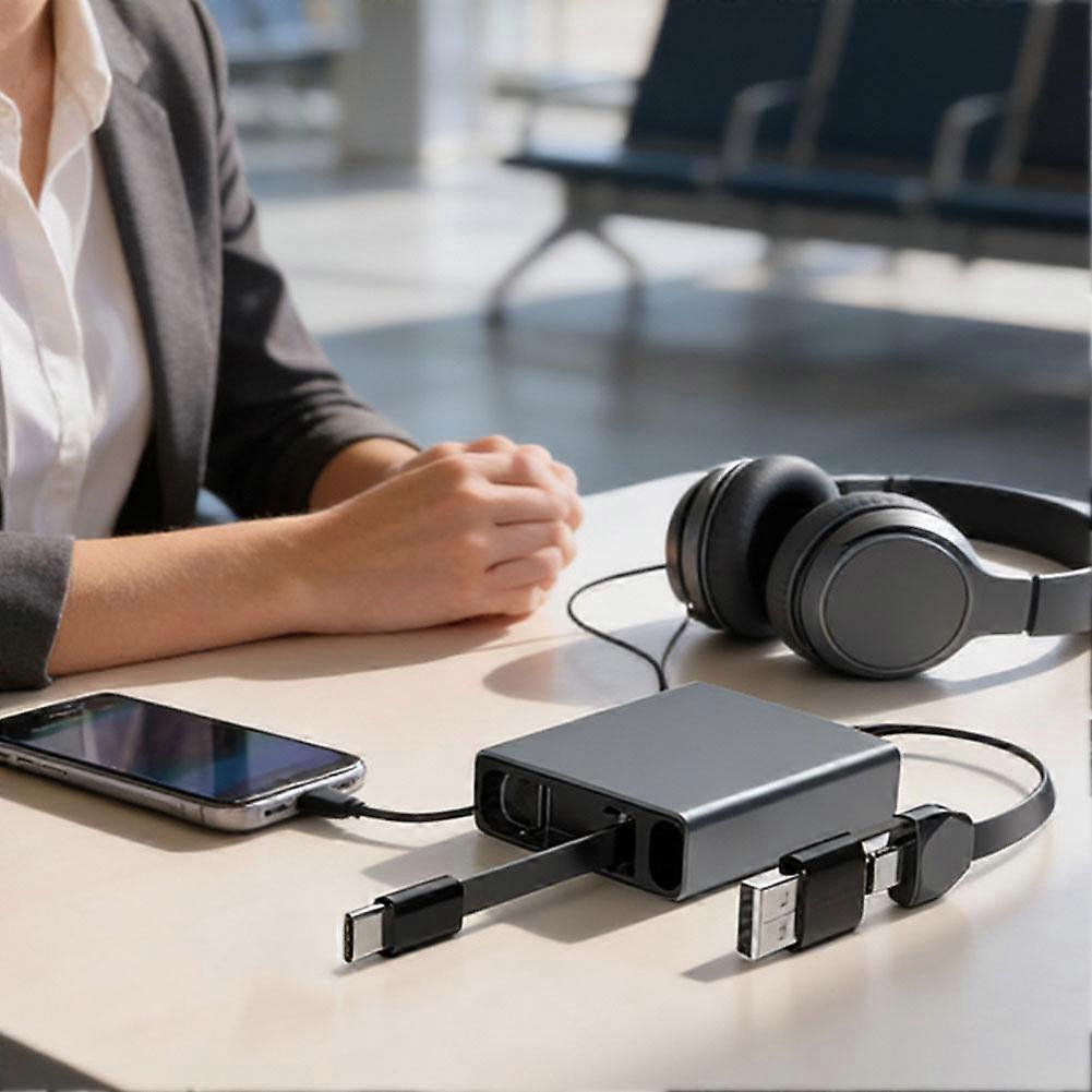Retractable 3-in-1 Data Cable stretch and shrink 60W fast charging cable Type-C