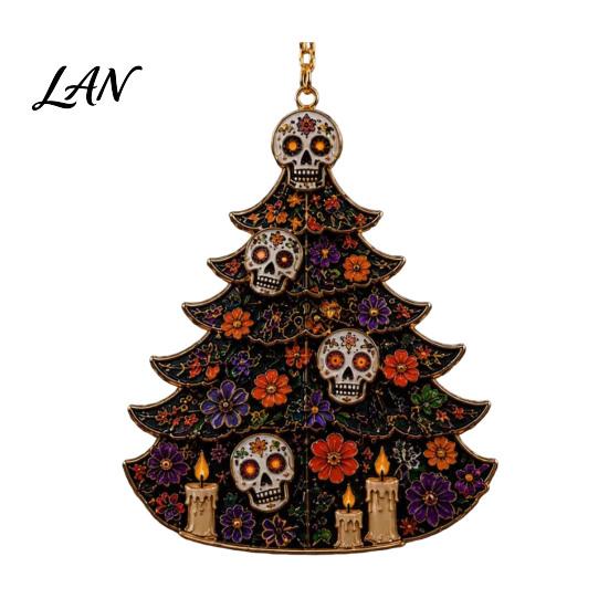Small Halloween Gifts for Kids Tree Acrylic Hanging Ornament, Pumpkin Ghost Skull Seasonal Trick or Treat Party Supplies Decor, Spooky Pendant